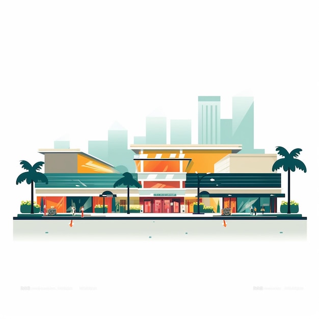 Vector store mall shop vector illustration business market building design supermarket city buy