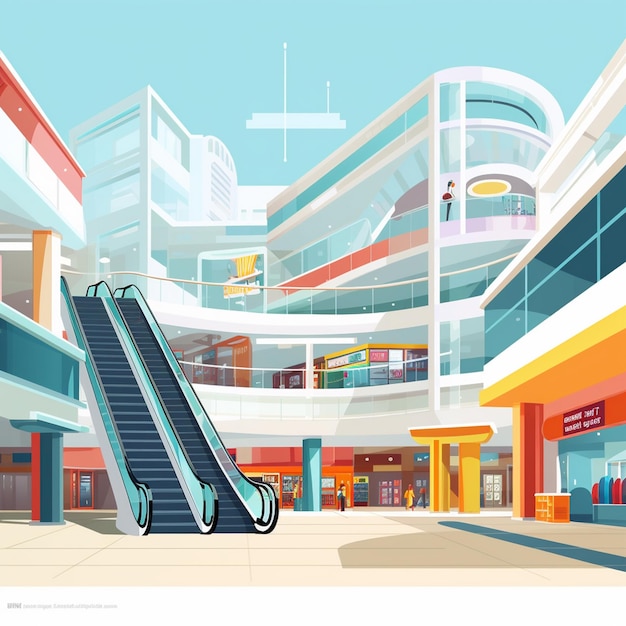 Vector store mall shop vector illustration business market building design supermarket city buy