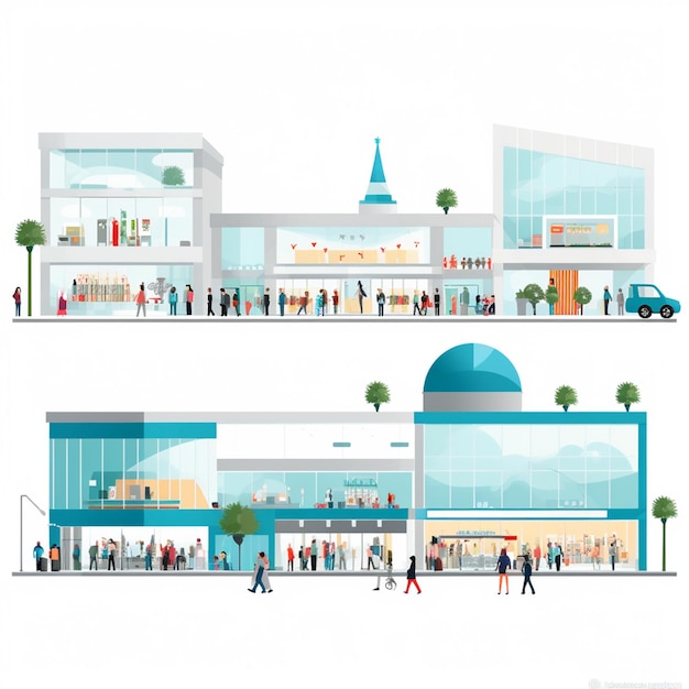 store mall shop vector illustration business market building design supermarket city buy