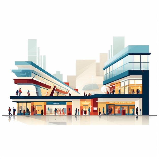 Negozio centro commerciale negozio illustrazione vettoriale business mercato edificio progettazione supermercato città acquistare