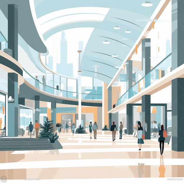 Vector store mall shop vector illustration business market building design supermarket city buy