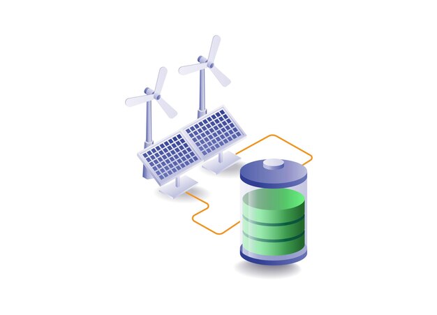 Vettore conservare l'energia dei pannelli solari per l'energia elettrica