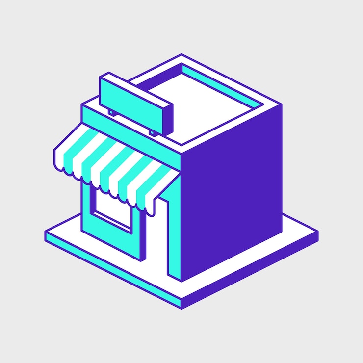 Storefront isometrische vector pictogram illustratie