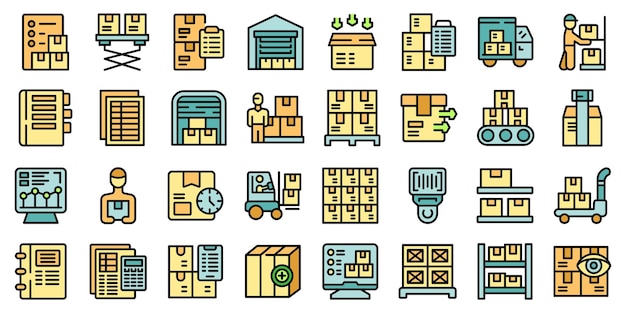 Vector storekeeper icons set vector flat