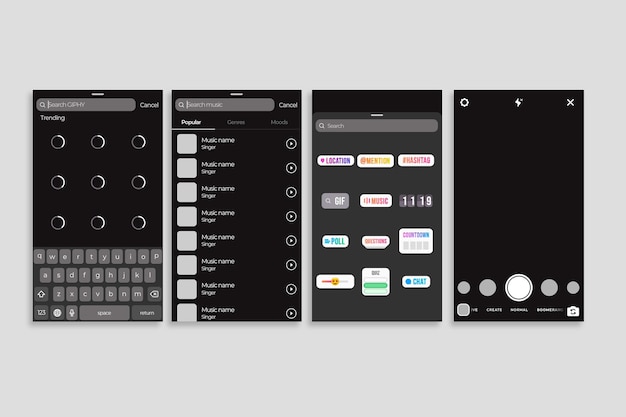 Vector stories interface template for instagram