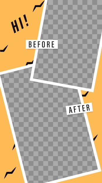 Vector stories template. before and after. streaming. photo frame