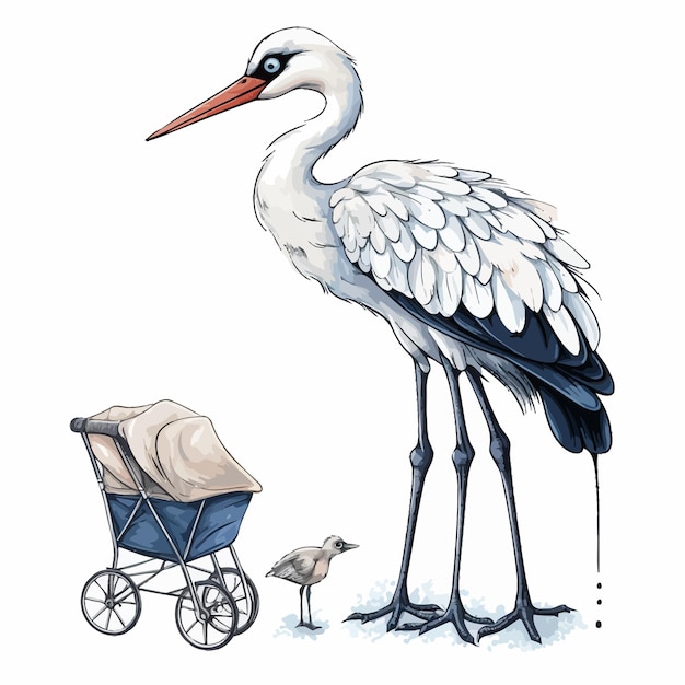 Stork_and_Stroller_vector_иллюстрирован
