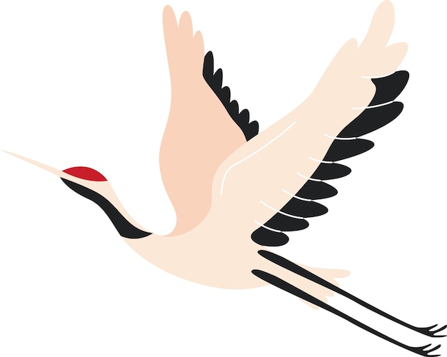 Vector stork bird flying