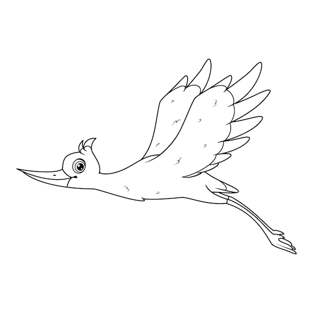 Stork flying coloring page cartoon illustration