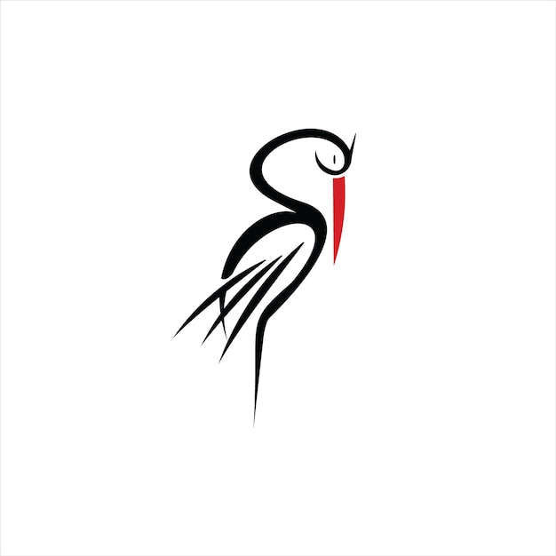 Cicogna logo design animale gru