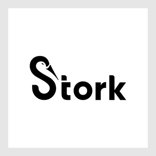 Vector stork logo eenvoudige zwarte typografie staande vector voor dierlijk grafisch ontwerp of printkunst