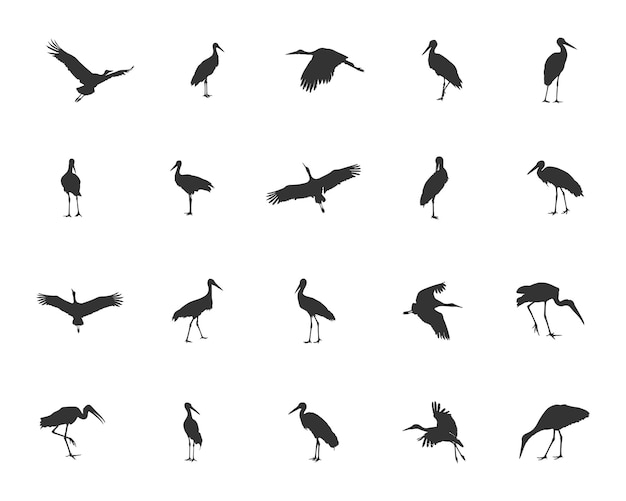 Stork silhouette Stork vector silhouette Flying stork silhouette Stork silhouette clip art