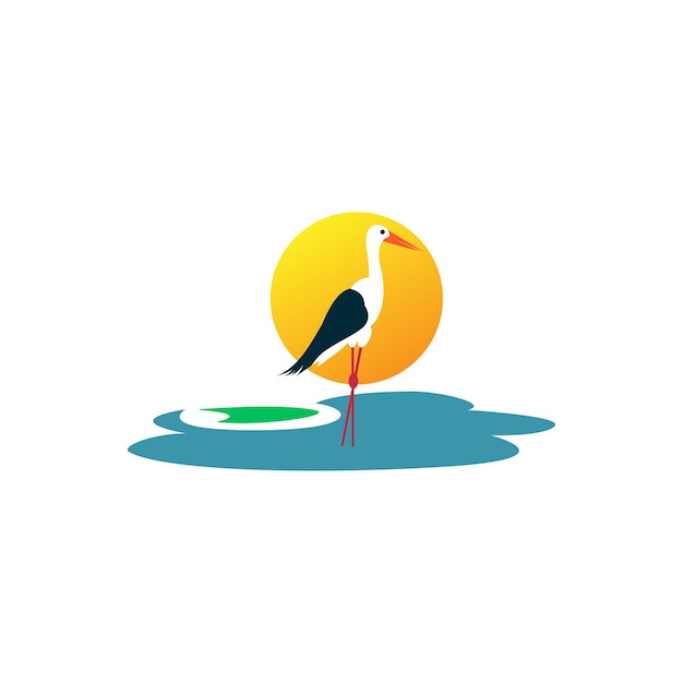 Stork vector illustration design logo