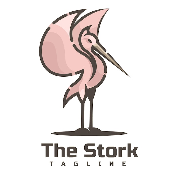 Vector stork vogel mascotte logo