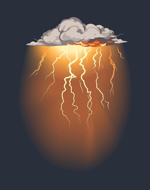 Vector storm cloud of colorful set demonstration of the intensity of an electric storm