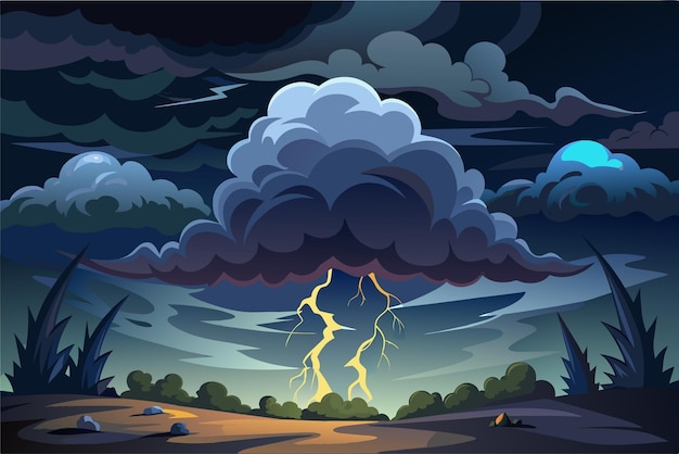 Вектор Штормовые облака собираются зловеще в темном небе.