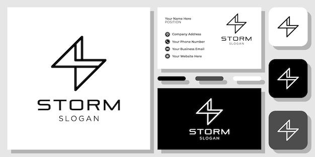 storm electrical power energy lightning initial abstract with business card template