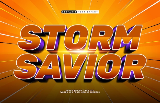 storm savior bewerkbare tekst effect met een held en krachtige tekst effect