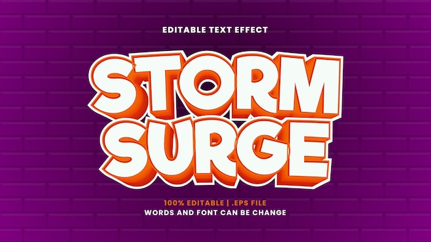 Редактируемый текстовый эффект штормовой волны в современном 3d стиле
