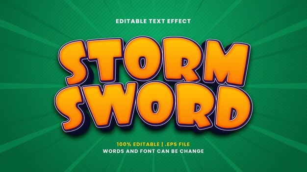 Storm sword editable text effect in modern 3d style