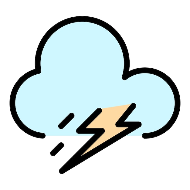 Vector storm thunder icon outline storm thunder vector icon color flat isolated