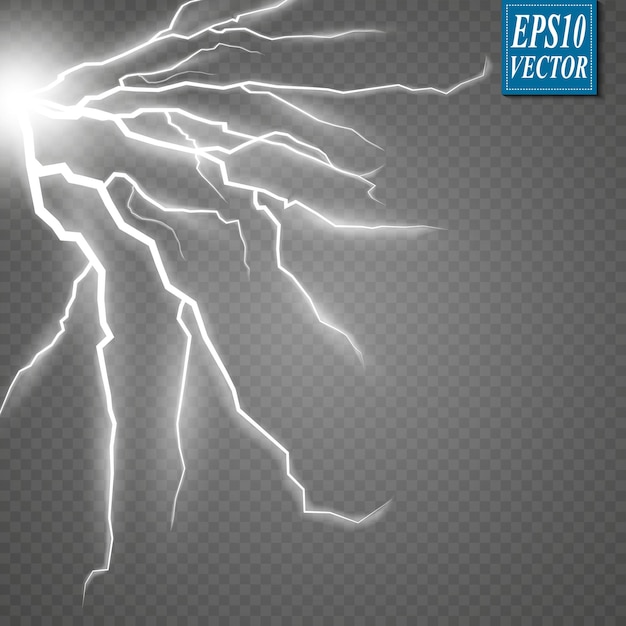 Storm with lightning isolated on transparent background