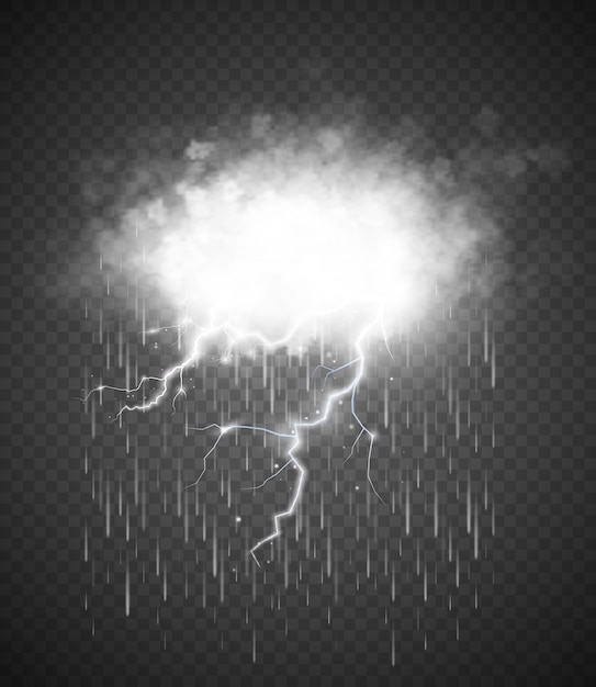 Storm with Lightning isolated on transparent.