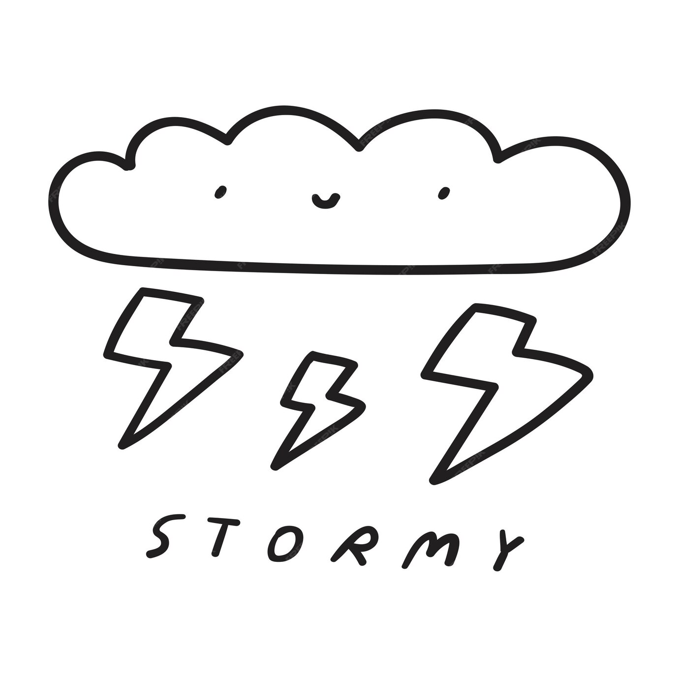 Premium Vector | Stormy cloud with lightnings weather forecast kids 