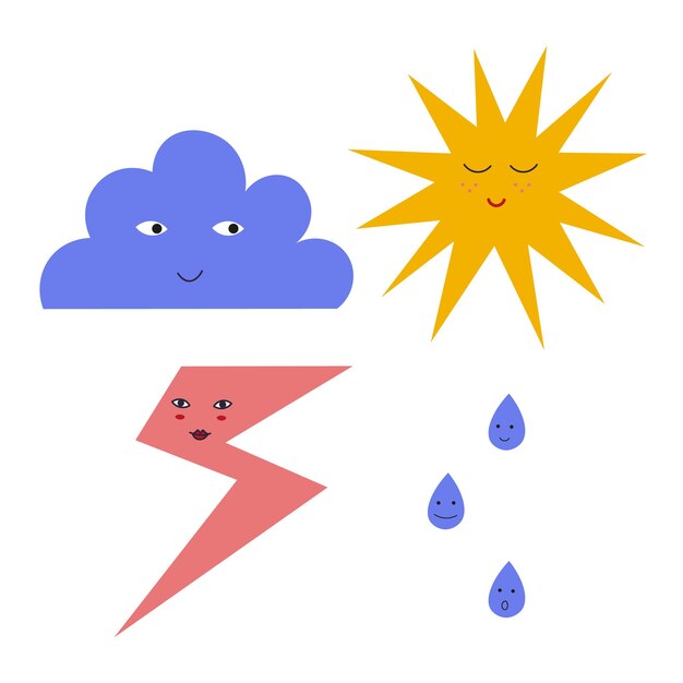 嵐のベクトルイラスト 天気ステッカー 季節の天気要素