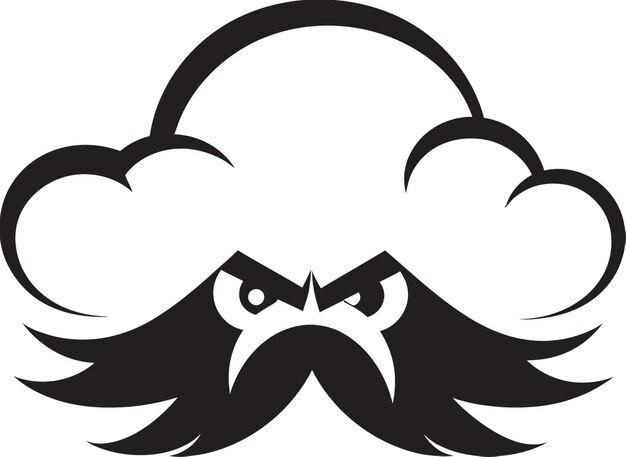 Stormy vortex angry cartoon cloud emblem riled nimbus vector angry cloud icon