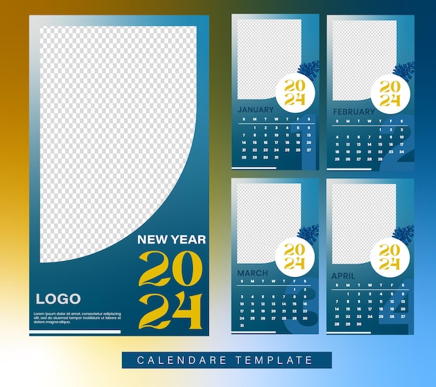 Vector story 2024 wall calendar template wall calendar planner