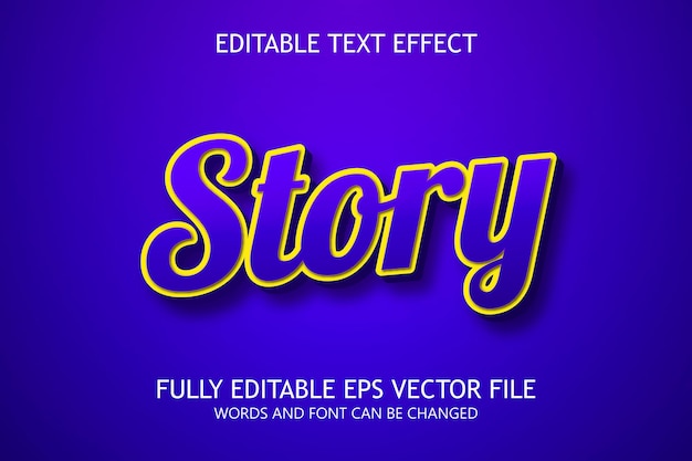 Vector story 3d editable text style effect