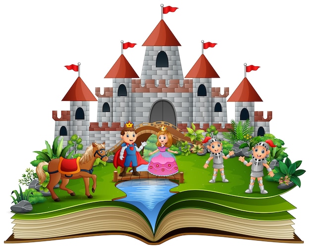 Story book with cartoon princesses