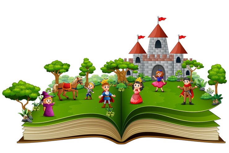 Vector story book with royal story cartoon