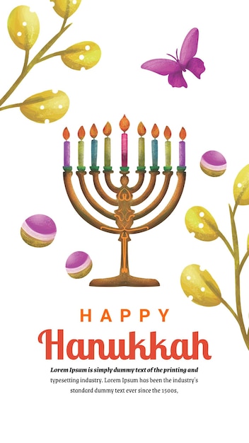 Design della storia per i saluti del giorno di instagram hanukkah