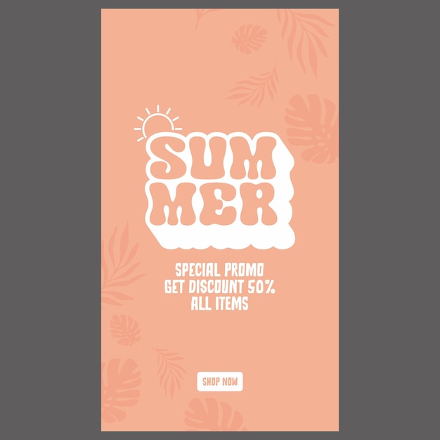 Vector story design for summer promo discount