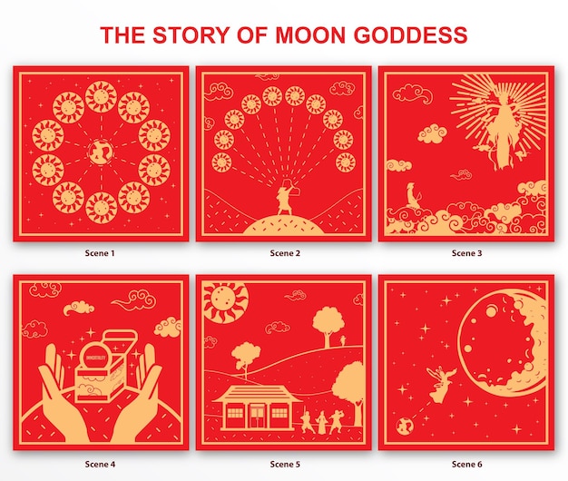 Vector story of moon goddess