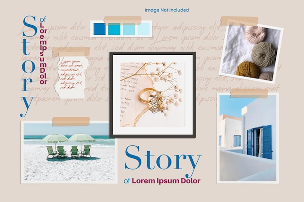 Vector story teller frames mood board