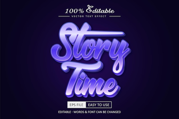 Vector story time editable text effect template