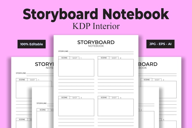 Vettore storyboard notebook kdp interno