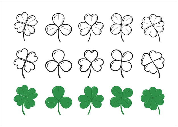 StPatrick 39s Day in doodle style clover leaves