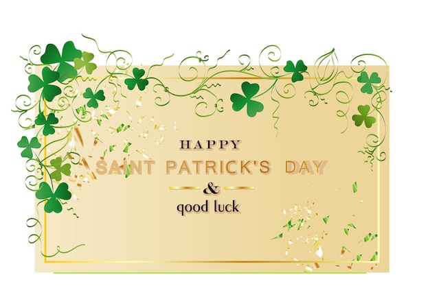 Vector stpatrick 's day background design march 17 twigs and curls of clover and shamrock