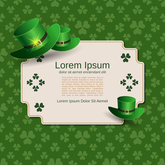 StPatricks Day naadloze vectorachtergrond met kleurrijke klaverbladeren en leeg frame