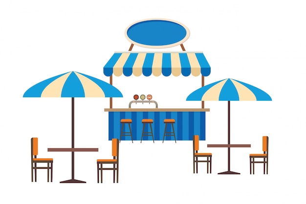 Straat Cafe of Outdoor Restaurant platte Vector