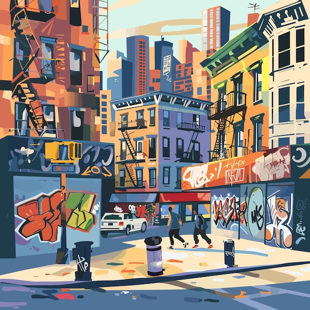 Straat in de oude stad van New York City Vector illustratie