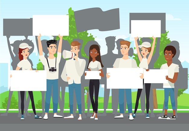 Straatdemonstratie met mensen