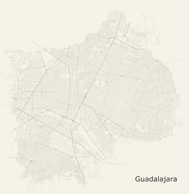 Straatkaart van de stad Guadalajara Jalisco Mexico