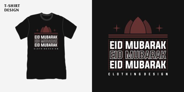 straatkleding eid mubarak tshirt ontwerptekst met premium trendy stijl moskee-elementen vector