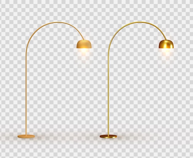 Straatverlichting. Stel Gouden lantaarn in. lampen Realistische metallic kleur. Object geïsoleerd instellen. Vector illustratie