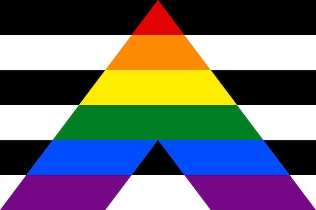 Straight ally pride flag in shape LGBTQ flag in shape